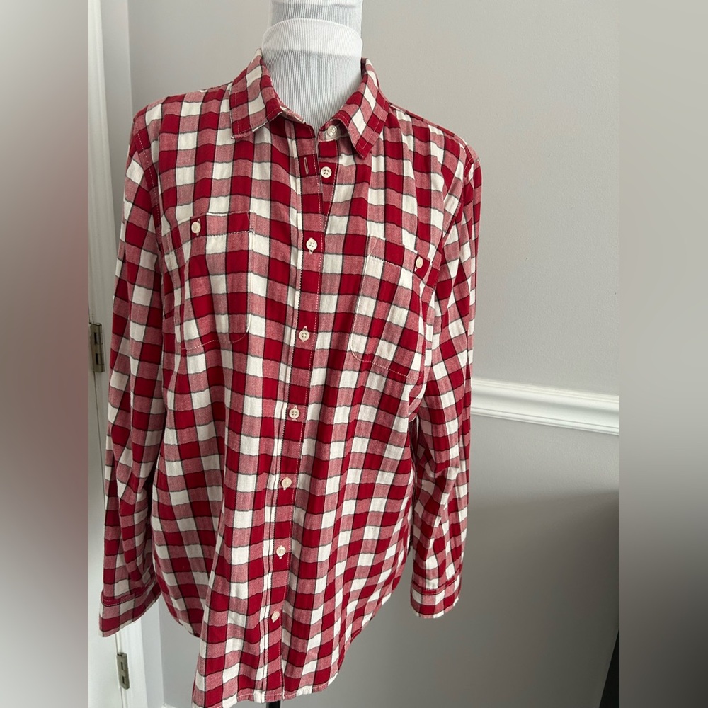 St. John's Bay Red and White Plaid Men's Shirt